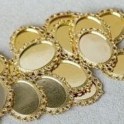 Сеттинг овальный "Ажур", цвет золото, 39х29х2 мм