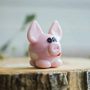 Бусина, Мурано "Поросенок Пигги", розовый с белым, 20x18 мм