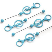 Карабин-лобстер для брелоков, с кольцом и пином, цвет голубой, 155-158 мм
