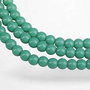 Бусина, стекло 4, цвет аквамариновый, 4 мм (уп 50+/-5 шт)