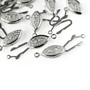 Замочек-рыбка для жемчуга, покрытие серебром, 22x7x3.5 мм