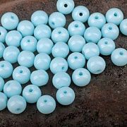 Бусина, стекло 8, цвет светло-бирюзовый, 8 мм