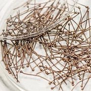 Пины с шариком, цвет красная медь, 24х0.6 мм (уп ок. 120 шт)