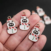 Подвеска металл "Котовичок", эмаль, цвет белый, 25x15x1.2 мм