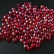 Бусина, стекло 6, цвет красный АВ, 6 мм