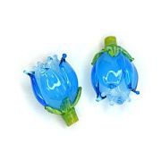 Бусина, Мурано "Колокольчик", фигурная, яркий голубой, 17х14 мм