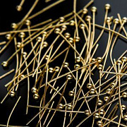 Пины с шариком, цвет золото, 20x0.5 мм (уп ок. 180 шт)