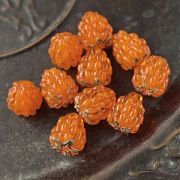 Бусина, Лэмпворк "Малинка", стекло, цвет бледно-оранжевый, 16-18x15-16 мм