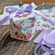 Коробка сборная "Бриллиант", с лентой, сиреневая лента, 8x8x5.9 см