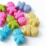 Бусина, акрил "Человечек в маске", цветовой микс пастельный,  23x14x9.5 мм