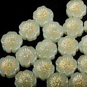 Бусина "Сакура-антик", стекло, цвет салатовый, 14-14.5x5.5-6 мм