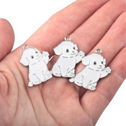 Подвеска металл "Зефирка", эмаль, цвет белый, 20x27x1.5 мм