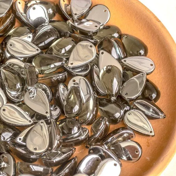 стразы пришивные "капля", акрил, цвет платина, 15х9х6 мм