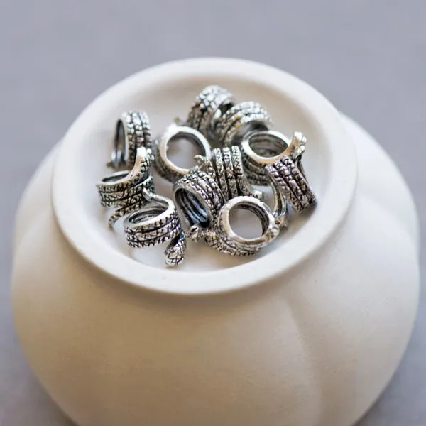 ес бусина металл "змейка", цвет античное серебро, 10x9 мм