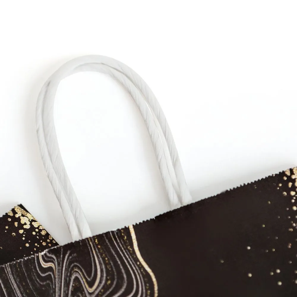 пакет подарочный "эбру", бумага, черный, 15x8x21 см