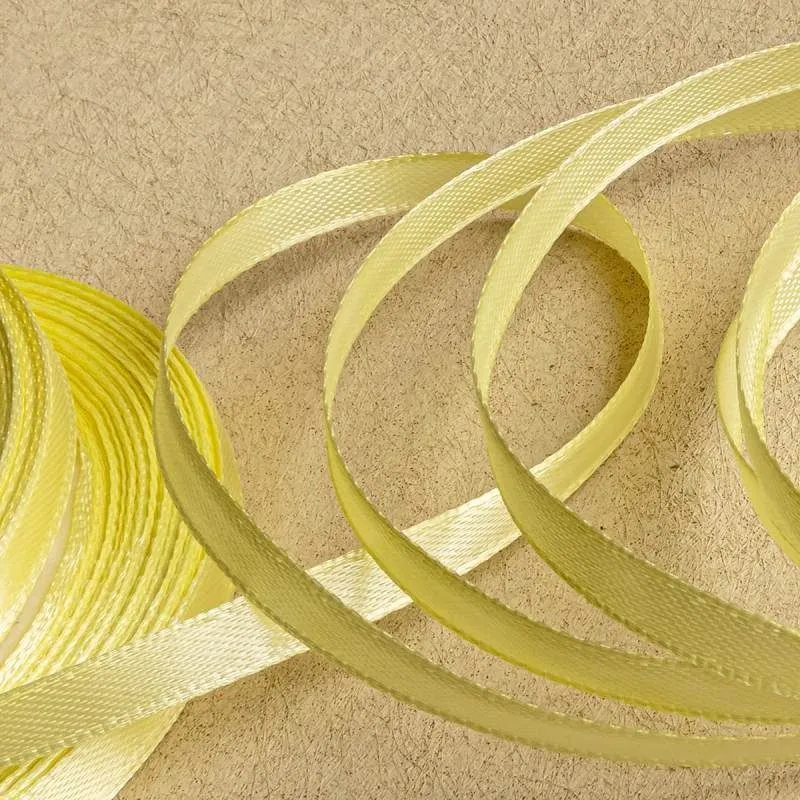 лента, атлас, цвет светло-желтый, ширина 6 мм ленты