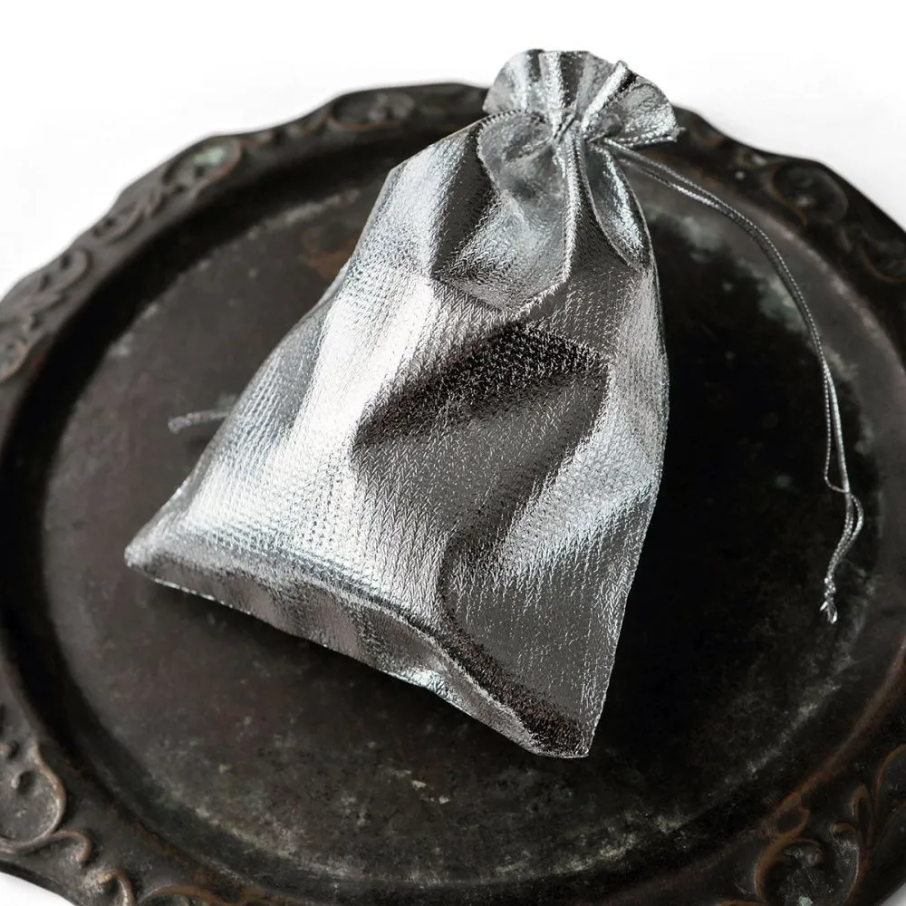 мешочек для украшений, парча, цвет серебро, 18x13 см