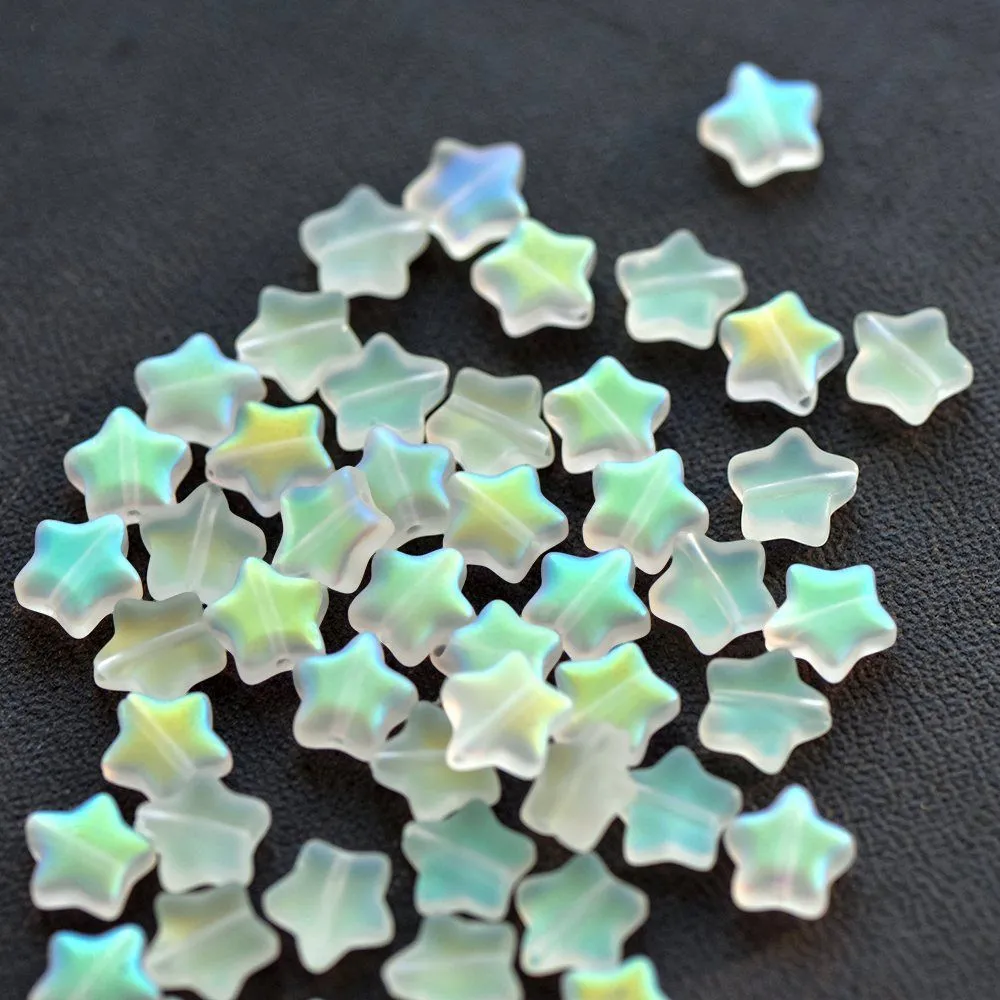 бусина "звездочка", стекло, цвет прозрачный ав матовый, 8x8.5x4 мм