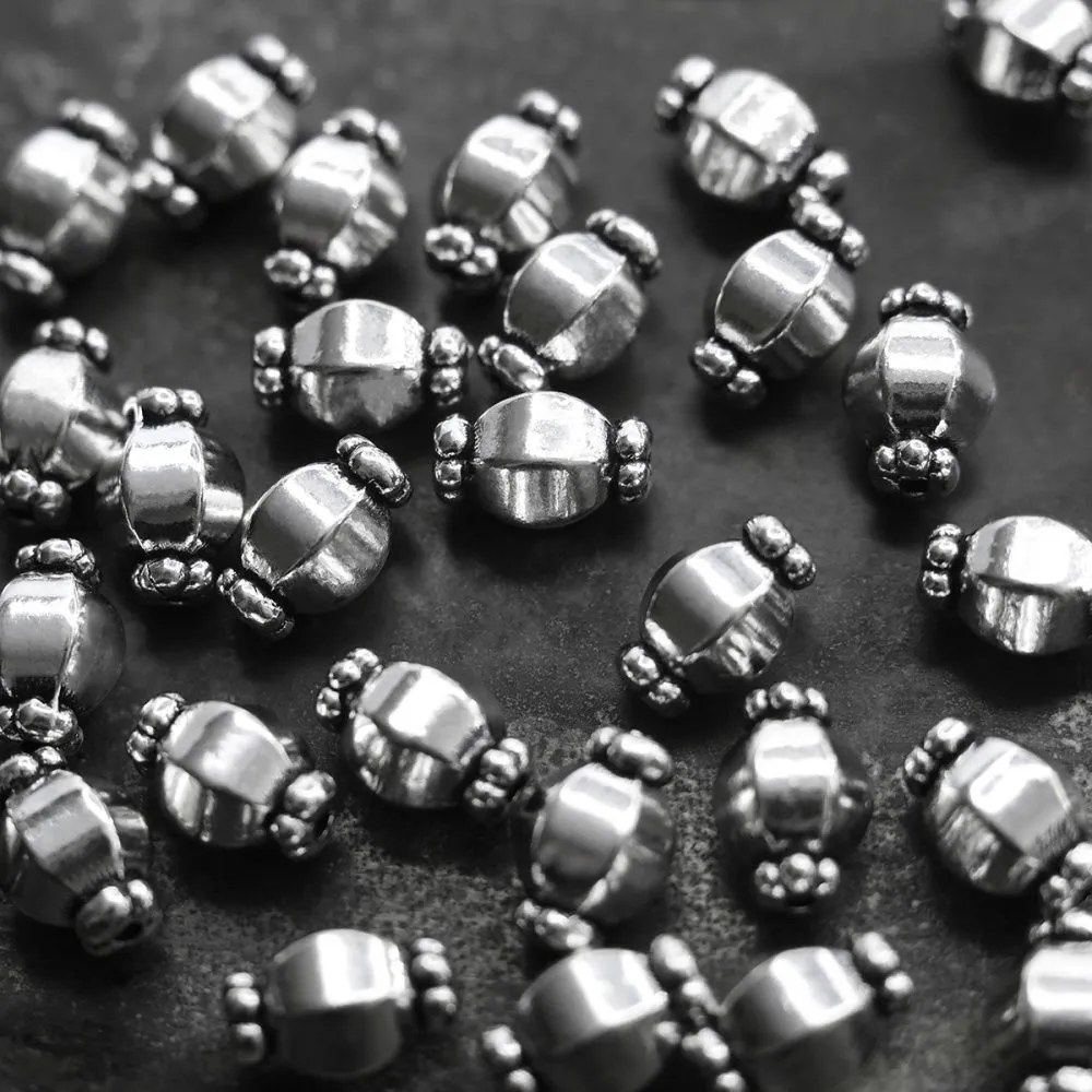 бусина, металл "бонбон", цвет античное серебро, 10х7 мм