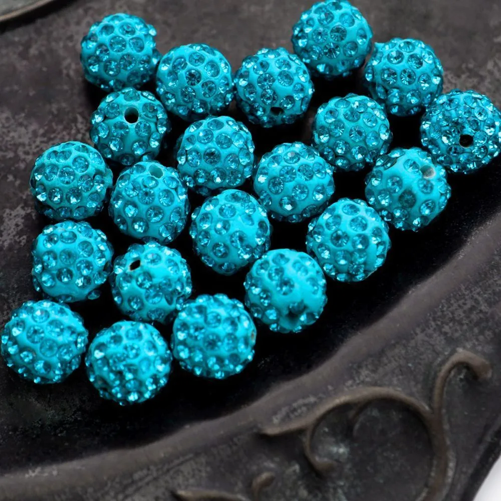 бусина "шамбала" 12, цвет аквамарин, 12 мм