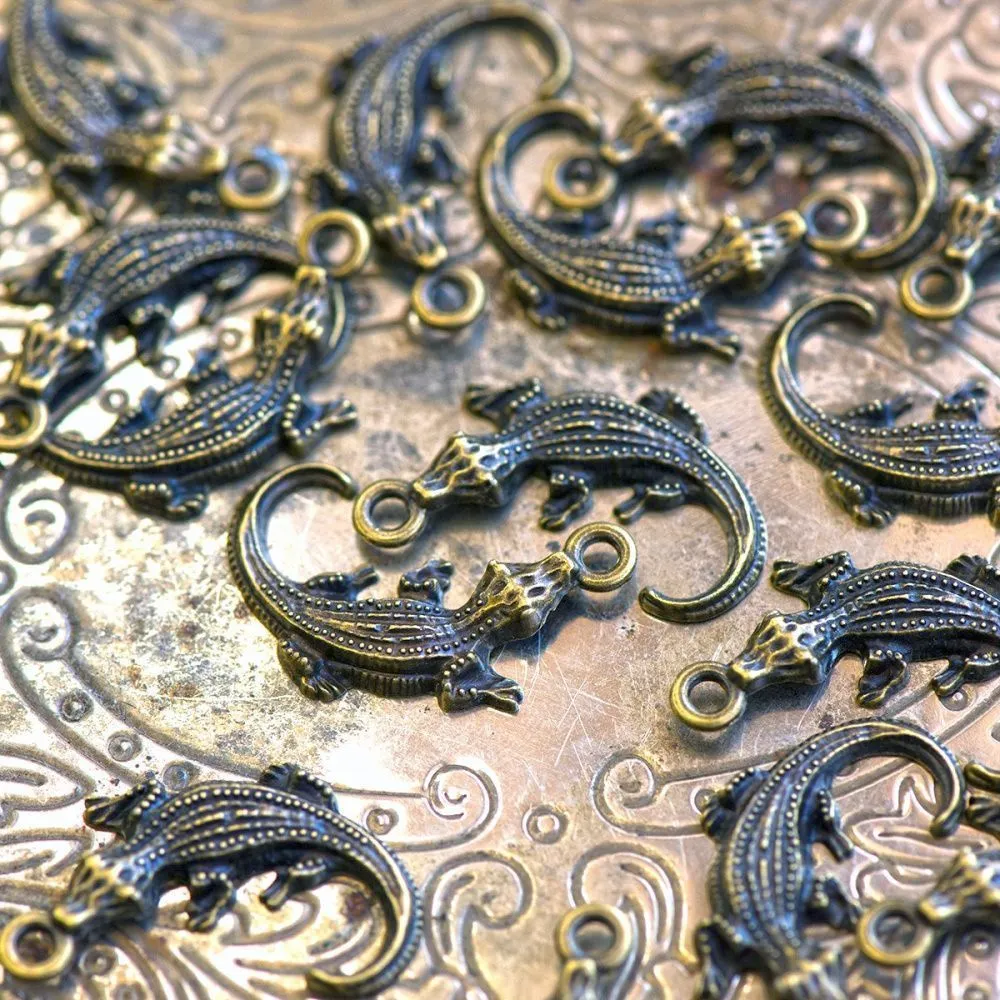 подвеска металлическая "геккон", цвет античная бронза, 23х21х3,5 мм