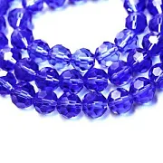 Бусина, стекло 10, граненая, цвет синий, 10 мм