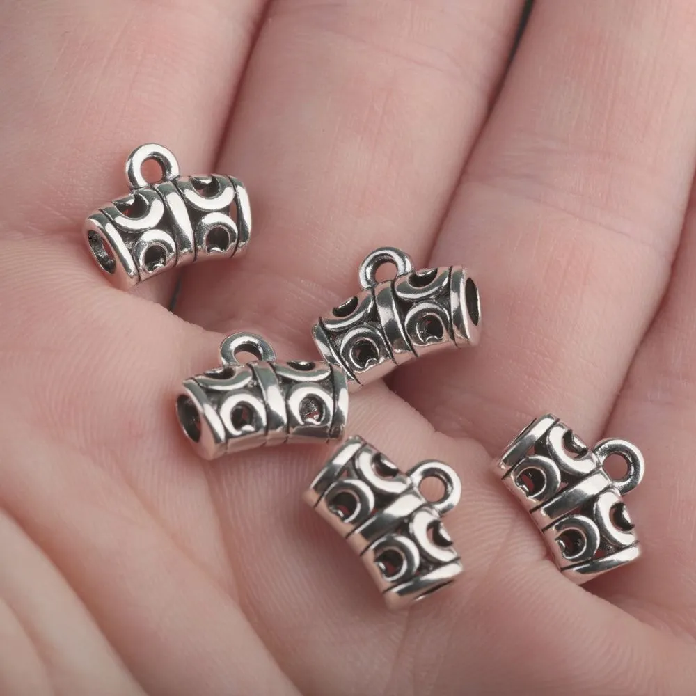 бейл "трубочка", цвет античное серебро, 10х12х6 мм