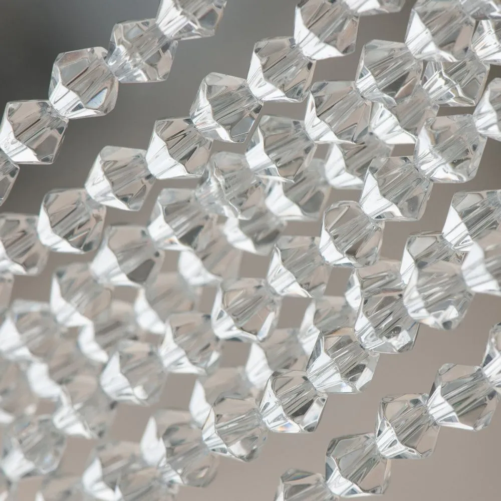 бусина, стекло биконус 6, цвет прозрачный, 6 мм