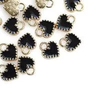 Подвеска металлическая "Сердечко-мини", эмаль, цвет черный, 8.5x7.5x2 мм