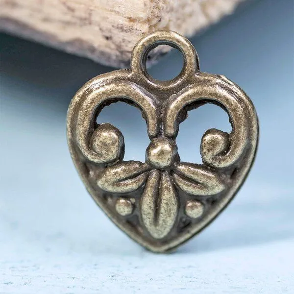 подвеска металлическая "харт", цвет античная бронза, 12х12х3 мм