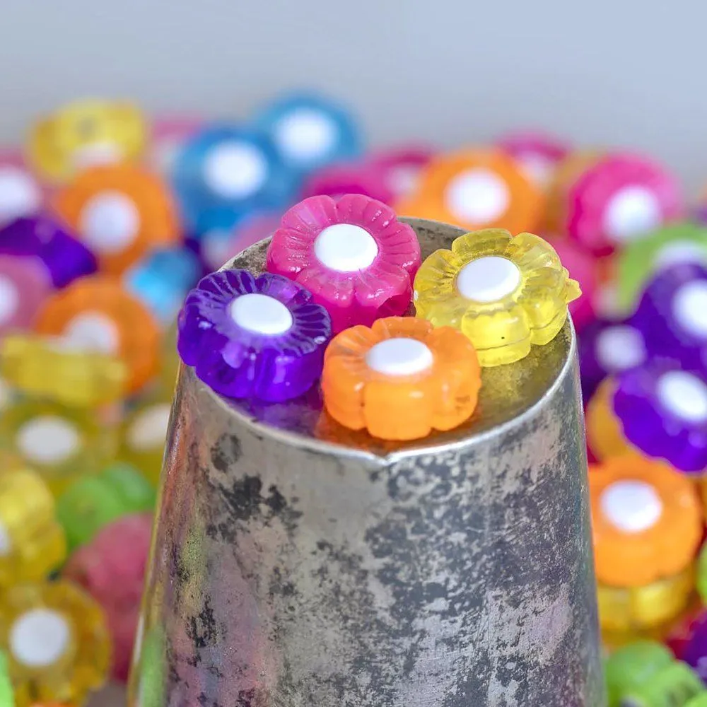 бусина, акрил "маргаритка", цветовой микс, 10х10х4 мм