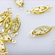 Замочек-рыбка для жемчуга, цвет золото, 7x20x2.8 мм