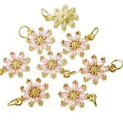 Подвеска металл "Сакура", позолота/розовый, 14.5x12x3 мм