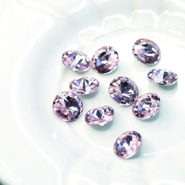 кабошон стекло риволи, цвет lt.pink, 12 мм