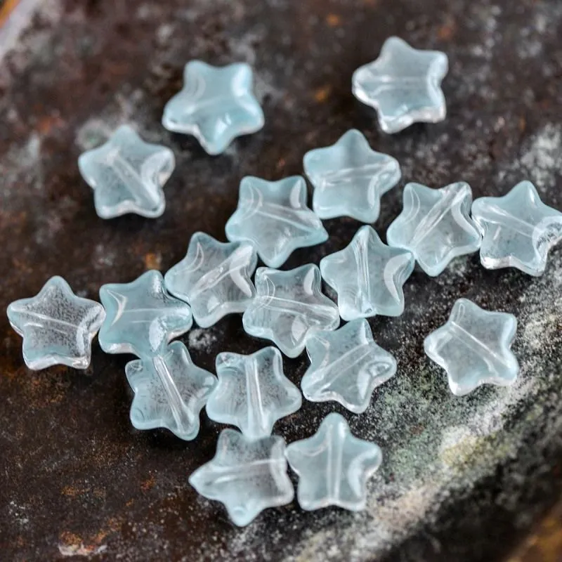 бусина "звездочка jelly", стекло, цвет голубой, 8x8x4 мм