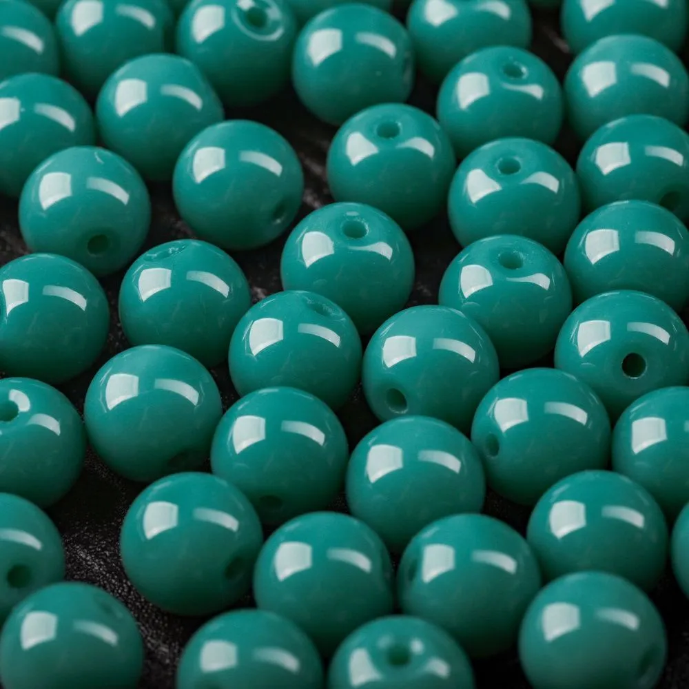 бусина, стекло 10, цвет св. малахитовый, 10 мм