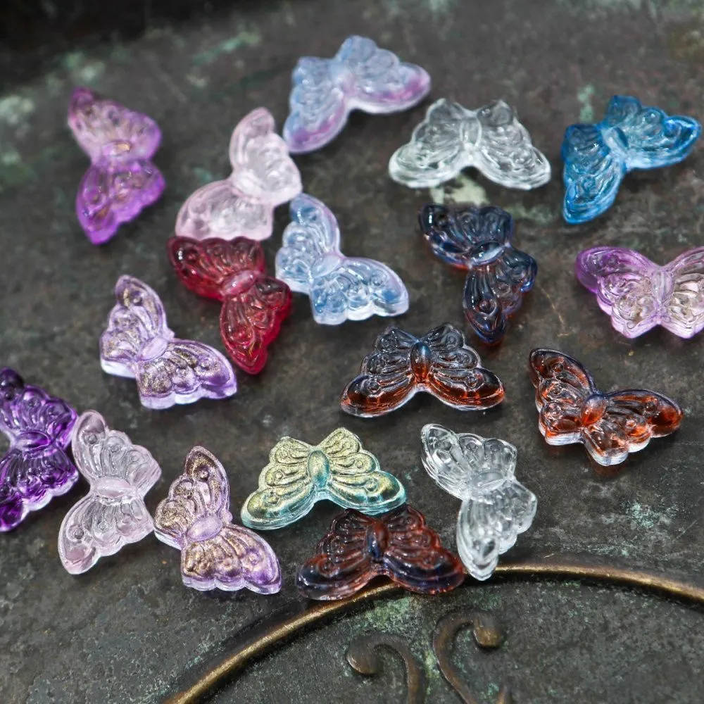 бусина "бабочка ночная", стекло, цветовой микс, 15x8x4.5 мм