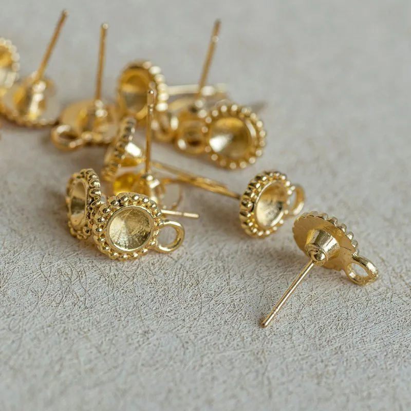 пуссеты "ромашка", цвет золото, 13х8.5 мм