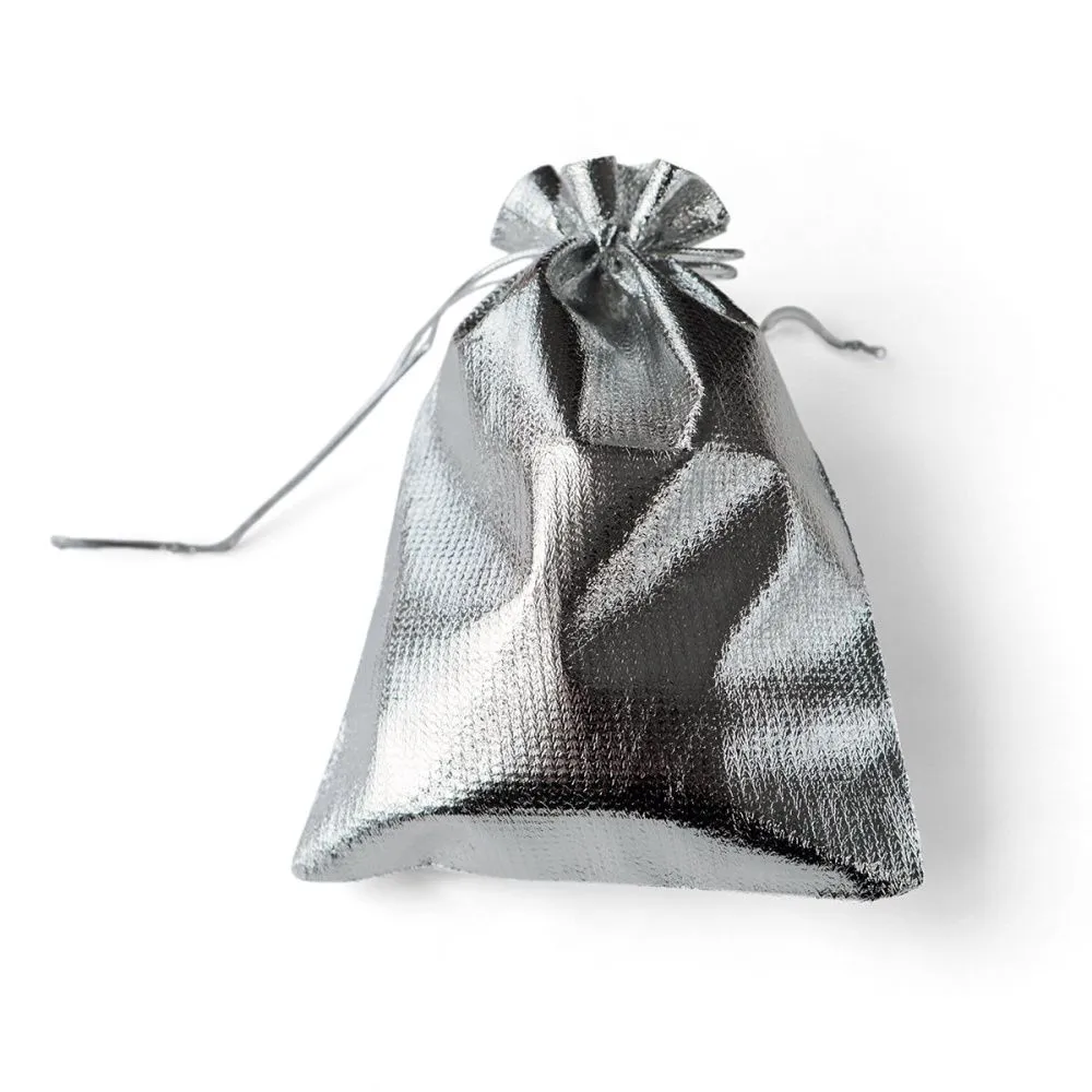 мешочек для украшений, парча, цвет серебро, 18x13 см
