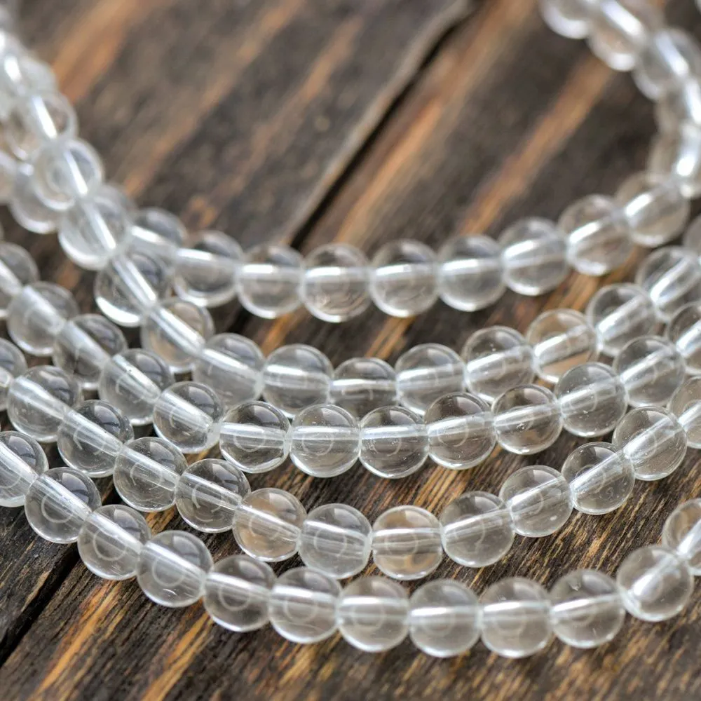 бусина, стекло 6, цвет прозрачный, 6 мм