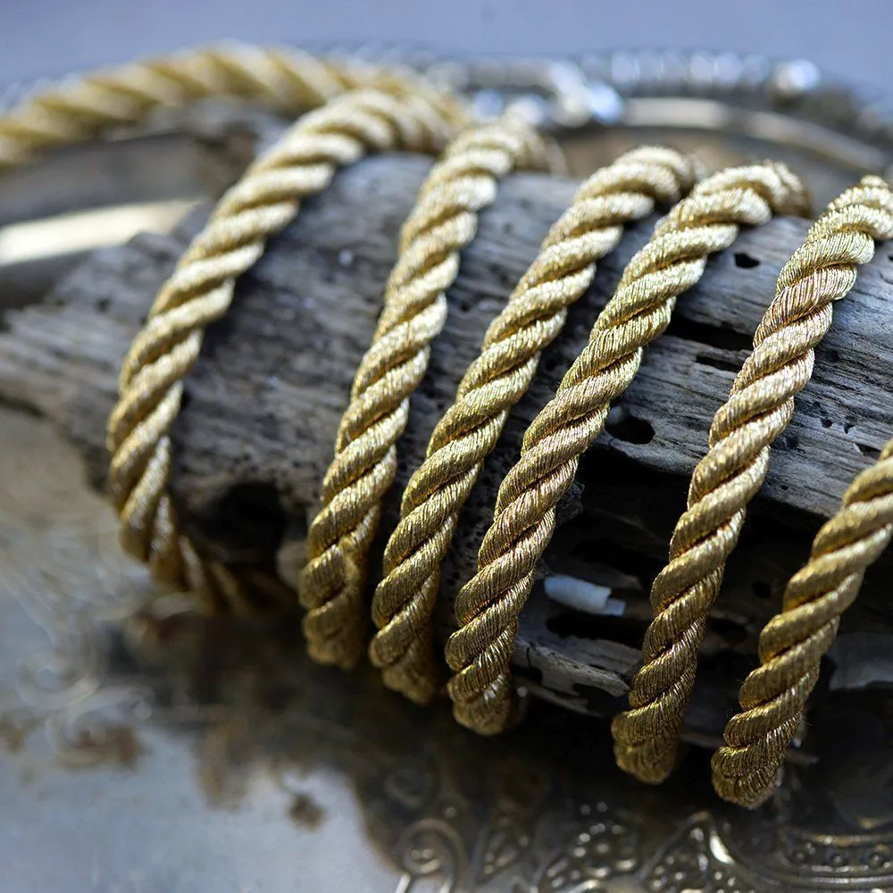 шнур витой из нейлона, цвет золото бледное, 5 мм