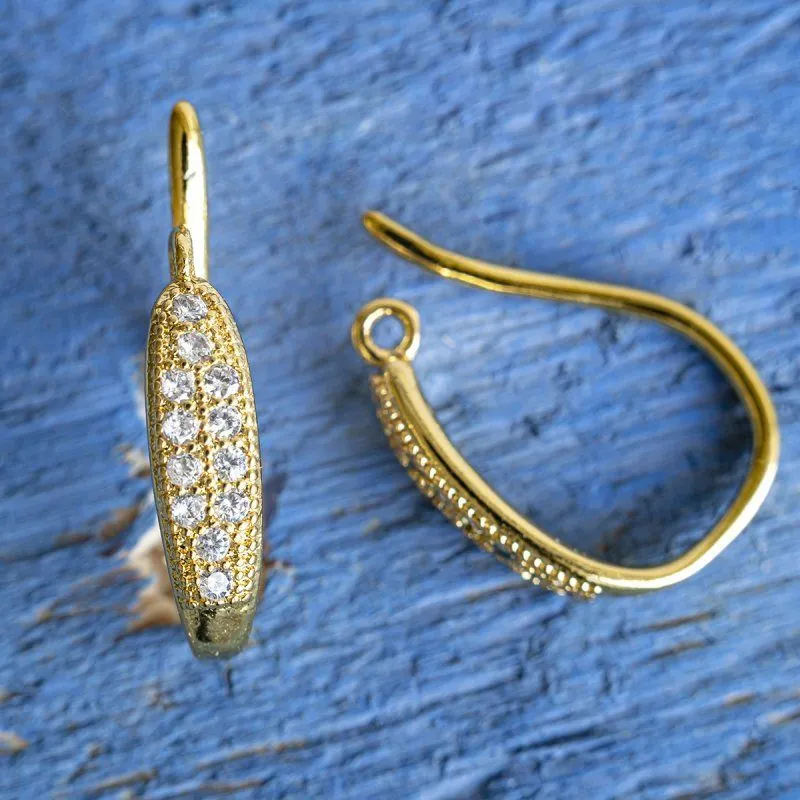 швензы "ванда", с цирконием, цвет золото, 15x9x3 мм 