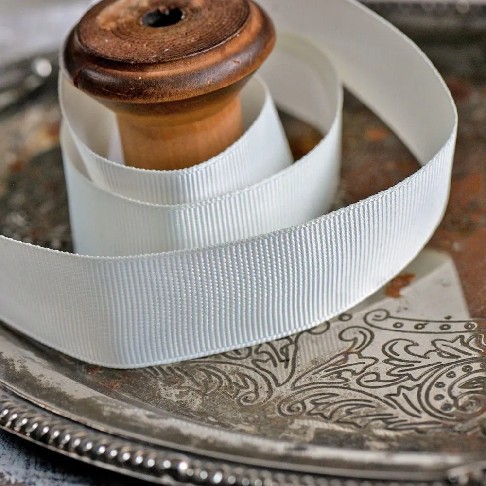 лента репсовая, цвет белый теплый, ширина 25 мм ленты