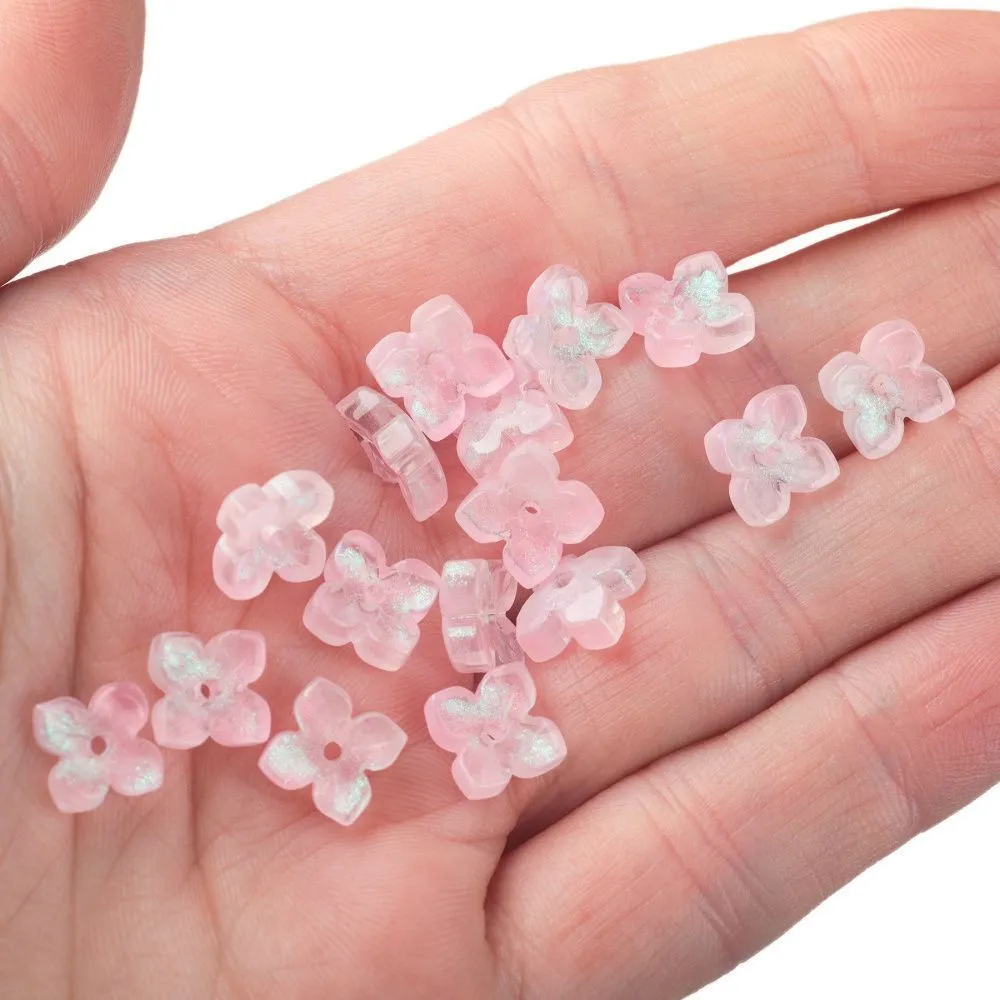 бусина "вероника", стекло, цвет св.розовый, 10x10x3.5 мм