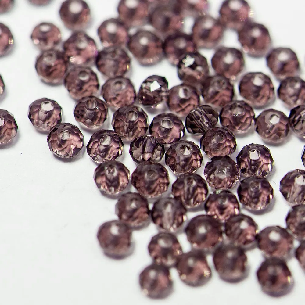 бусина, стекло абакус 6, граненая, цвет сливовый, 6х4 мм