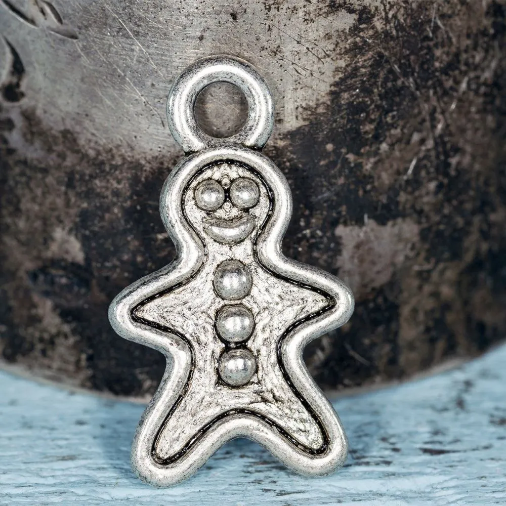 подвеска металлическая "пряничный человечек", цвет античное серебро, 19x11x3 мм