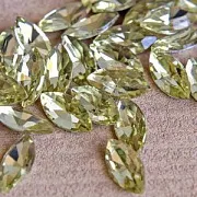 Кабошон стекло Кристалл, Navette, цвет Jonquil, 18х9 мм