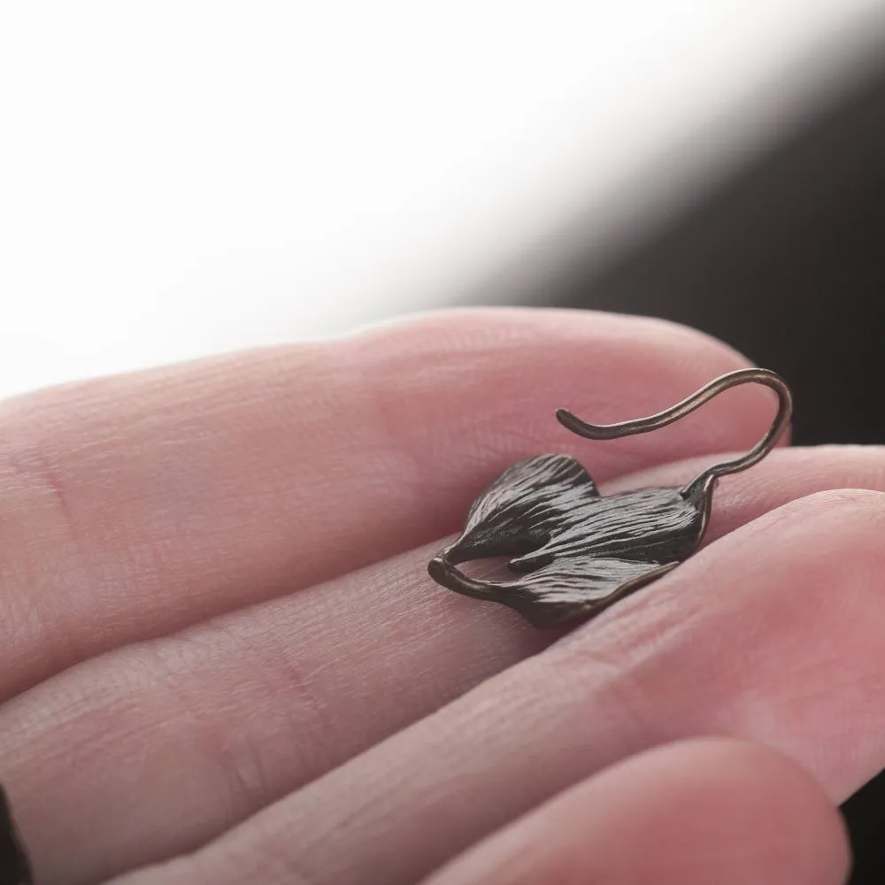 швензы "листва", цвет античная бронза, 20x14.5x2 мм