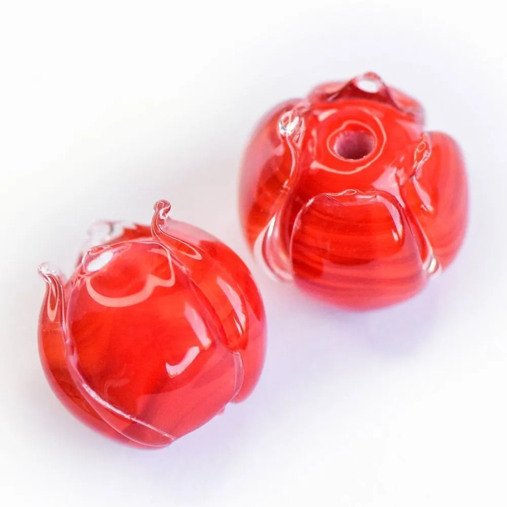 бусина, мурано "бутончик", красный, 13х12 мм