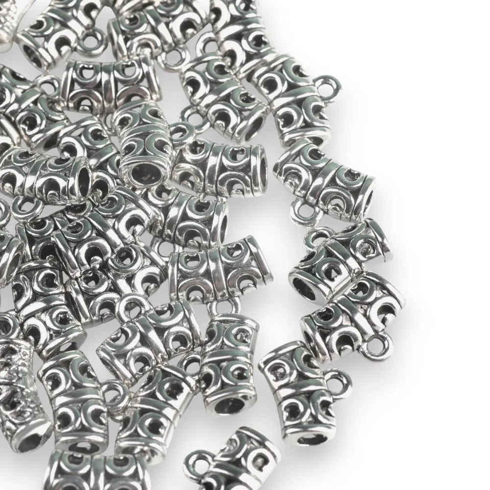 бейл "трубочка", цвет античное серебро, 10х12х6 мм